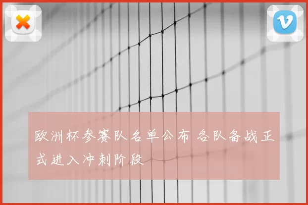 欧洲杯参赛队名单公布 各队备战正式进入冲刺阶段